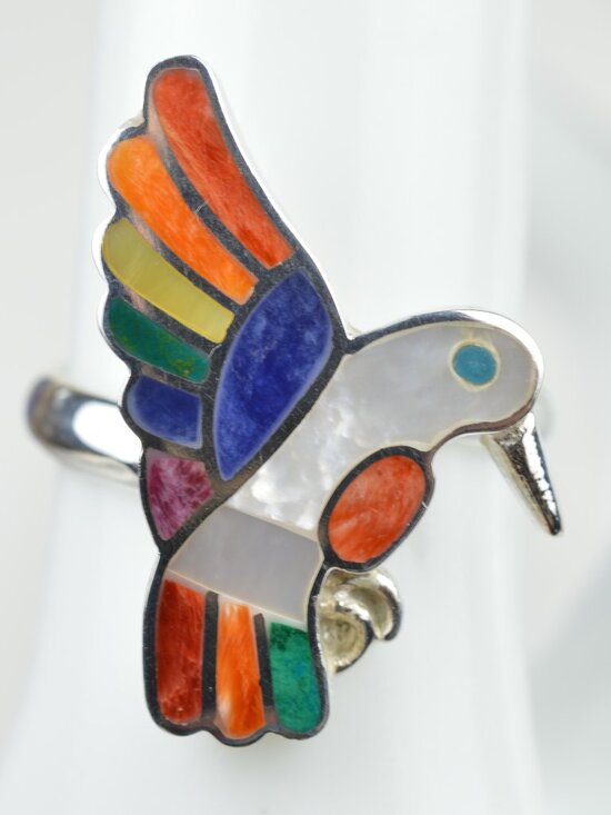 Jewelry - Peruvian Inlay Hummingbird Ring 925 Silver Size 7.5